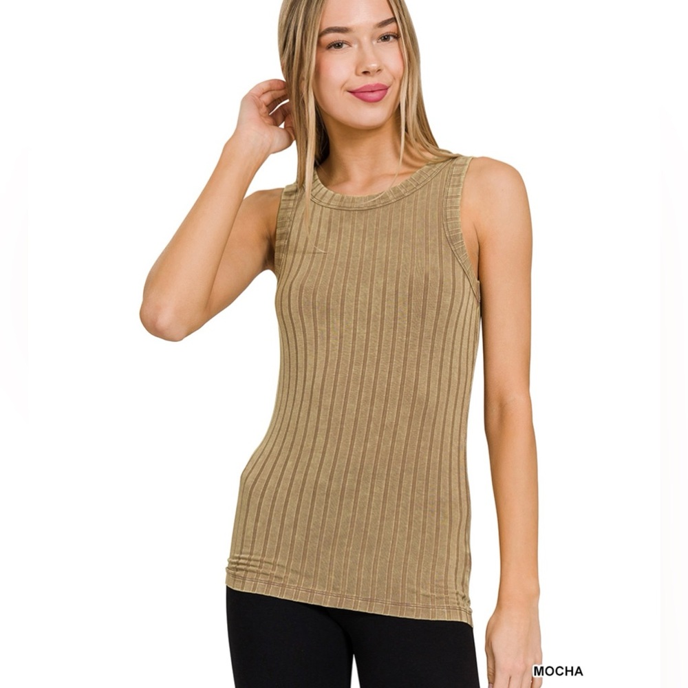 NWT SMALL ZENANA Women's Ribbed Tan Sleeveless Top